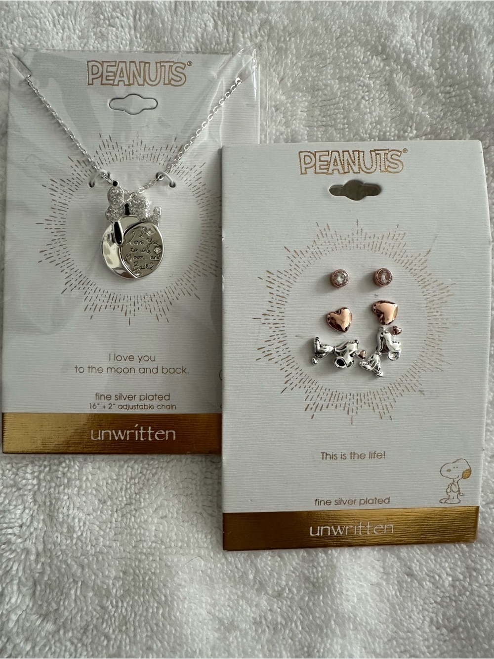 Peanuts Mixed Metal Silver and Rose Gold Necklace & Earring Set